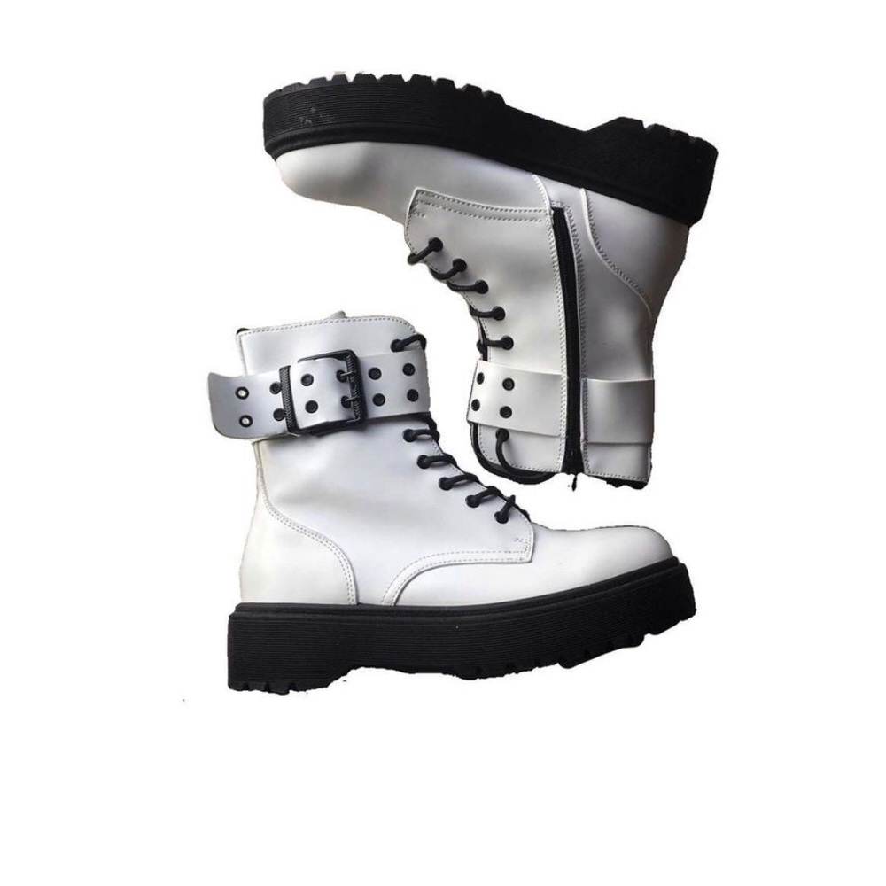 White chunky boots